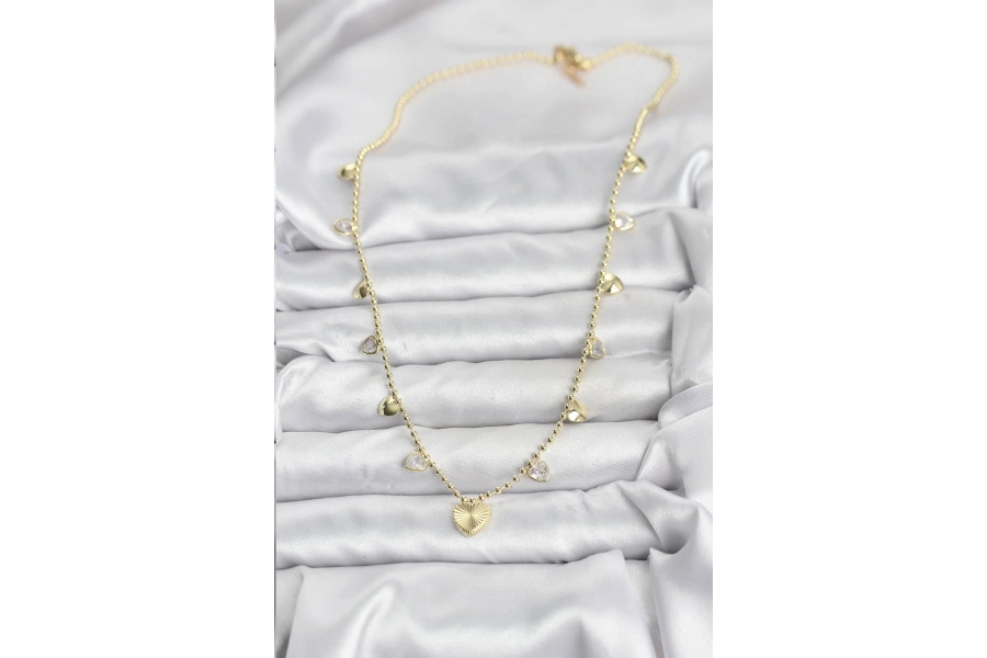 Shoecide Pirinç Gold Renk Kalp Model Kadın Kolye