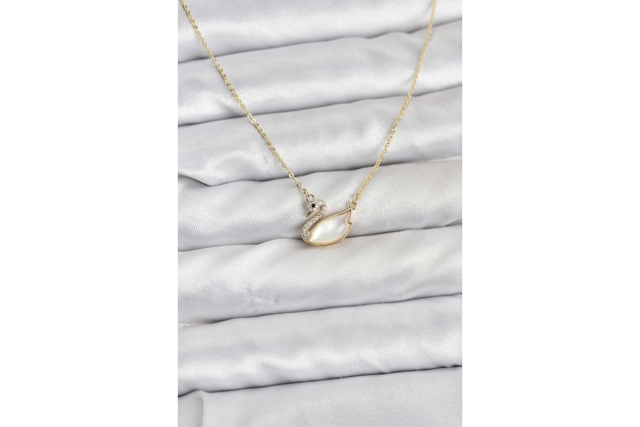 Shoecide Pirinç Gold Renk Kuğu Model Kadın Kolye