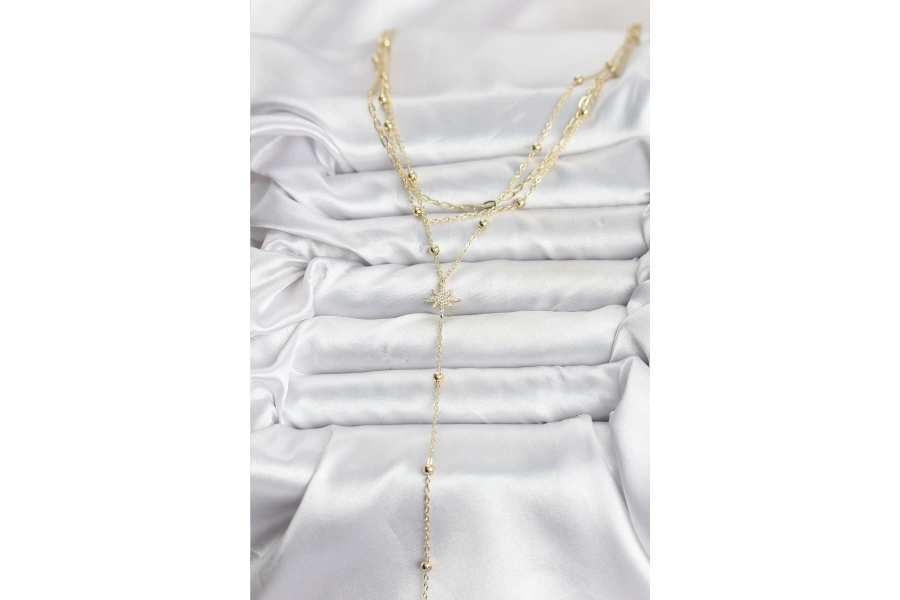 Shoecide Pirinç Gold Renk Kutup Yıldızı Detaylı 3lü Kombin Kadın Kolye