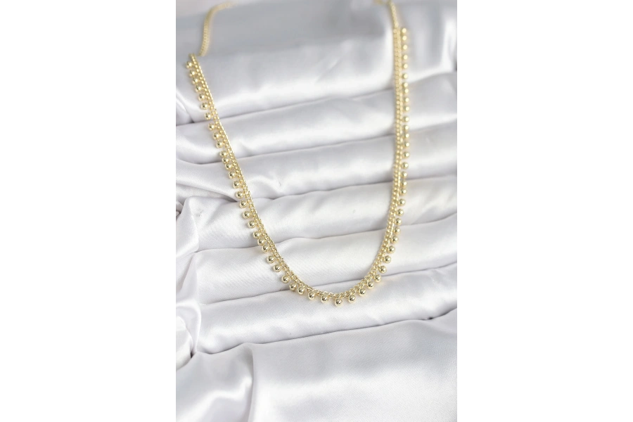 Shoecide Pirinç Gold Renk Sıralı Topçuk Model Kadın Kolye