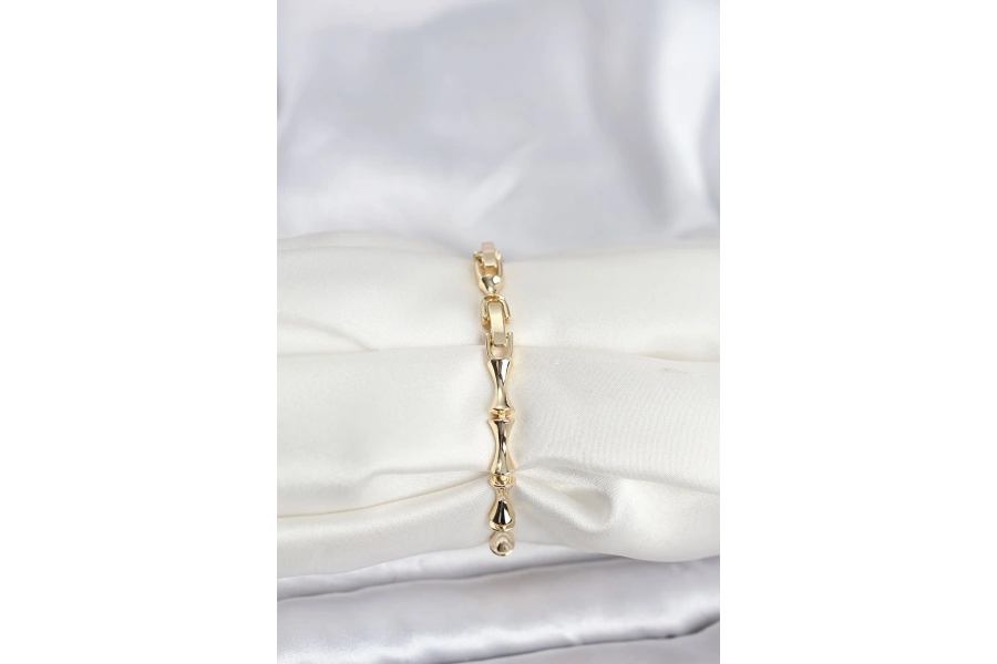 Shoecide Pirinç Gold Renk Vıp Seri Kemik Model Zirkon Taşlı Kadın Bileklik