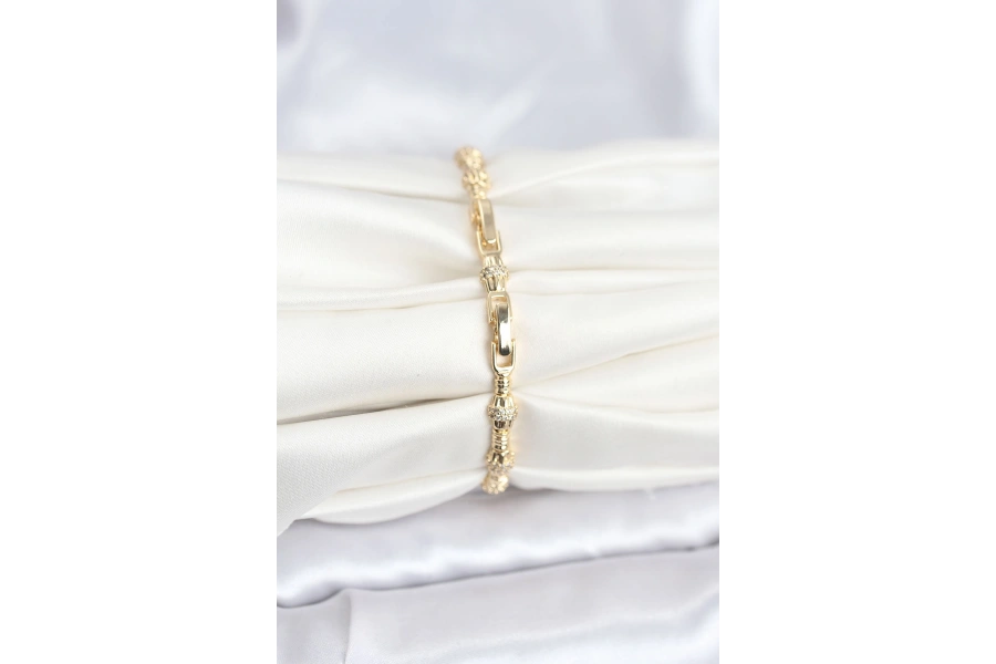 Shoecide Pirinç Gold Renk Vıp Seri Punta Model Zirkon Taşlı Kadın Bileklik