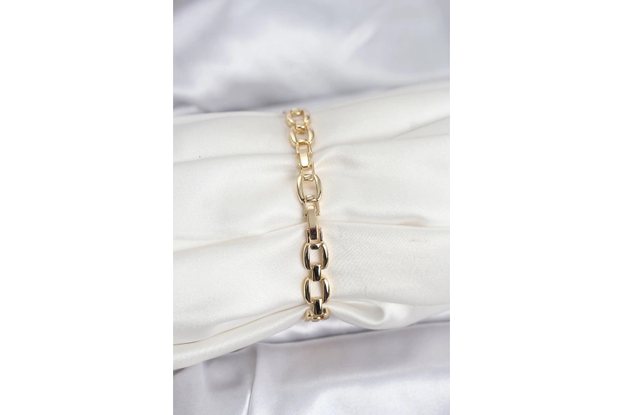 Shoecide Pirinç Gold Renk Vıp Seri Zincir Model Zirkon Taşlı Kadın Bileklik