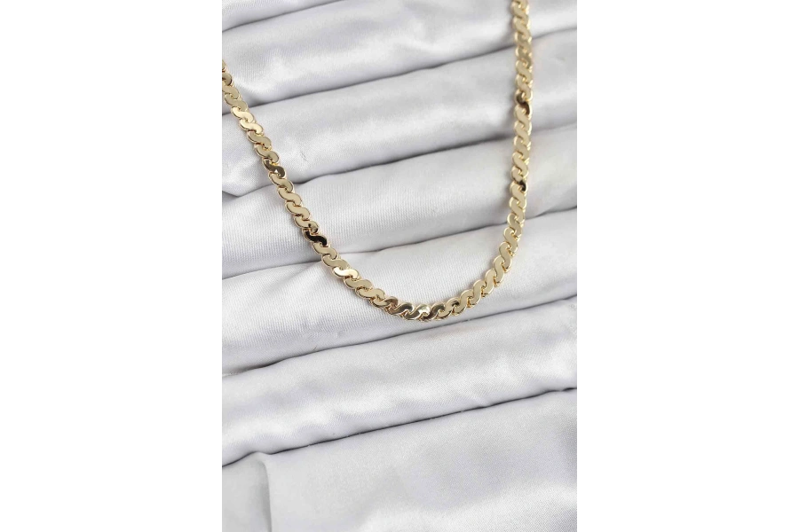 Shoecide Pirinç Gold Renk Yassı Zincir Kadın Kolye