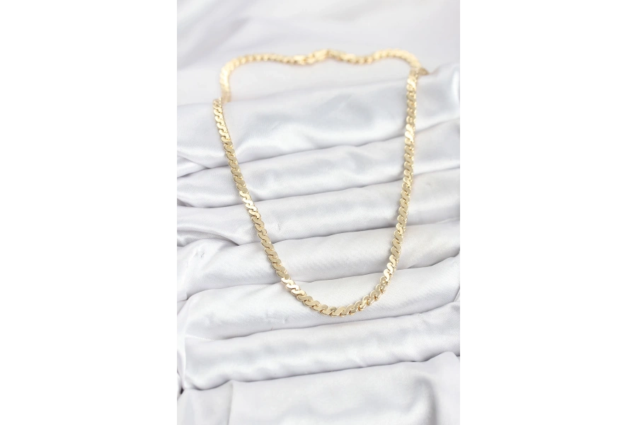 Shoecide Pirinç Gold Renk Yassı Zincir Kadın Kolye