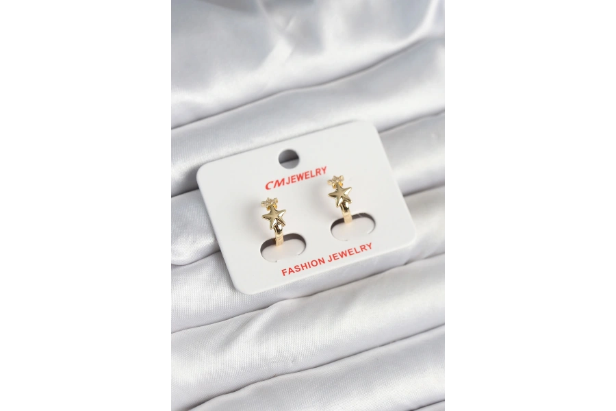 Shoecide Pirinç Gold Renk Yıldız Kadın Küpe