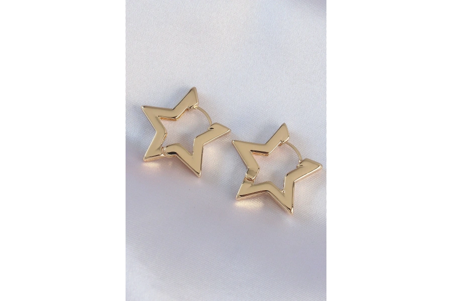 Shoecide Pirinç Gold Renk Yıldız Küpe