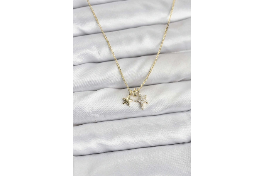 Shoecide Pirinç Gold Renk Yıldız Minimal Kadın Kolye