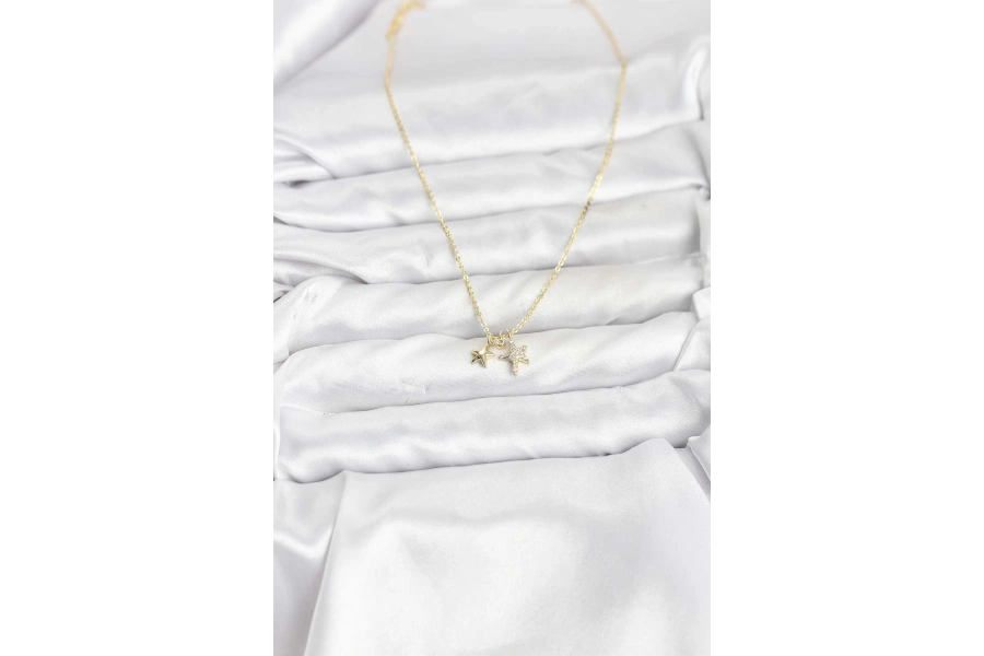 Shoecide Pirinç Gold Renk Yıldız Minimal Kadın Kolye
