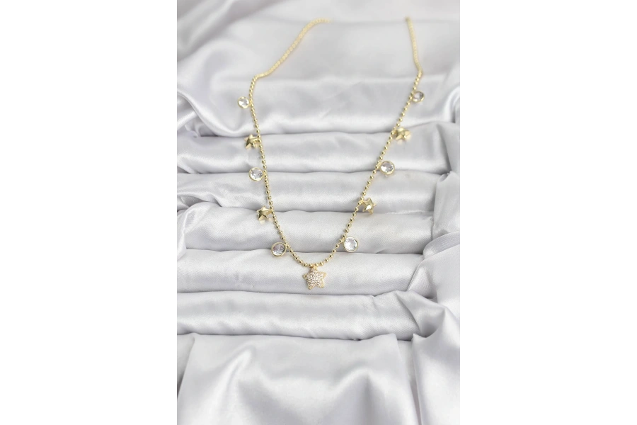 Shoecide Pirinç Gold Renk Yıldız Model Kadın Kolye