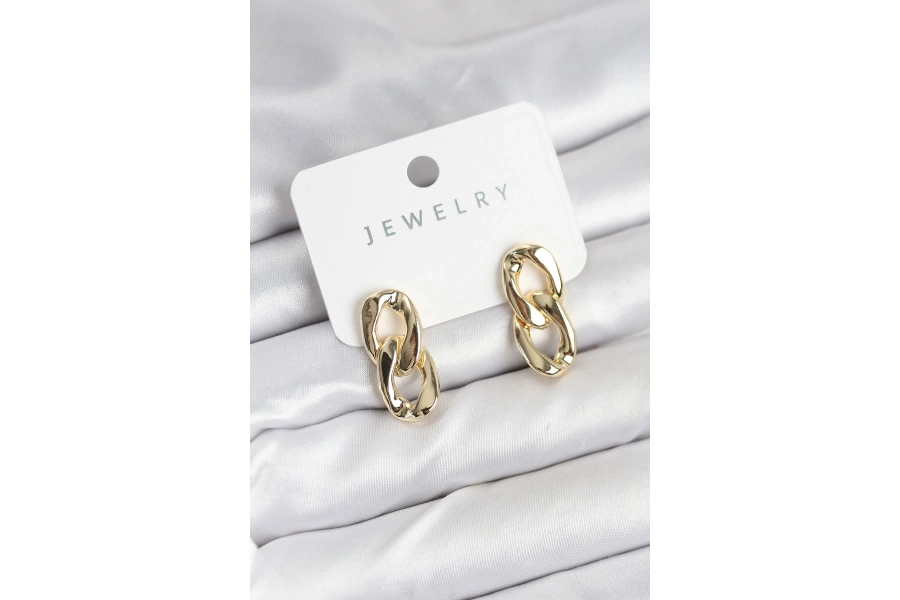 Shoecide Pirinç Gold Renk Zincir Model Kadın Küpe