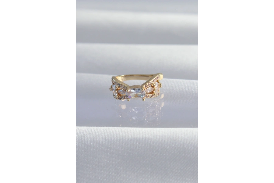 Shoecide Pirinç Gold Renk Zirkon Taş Kaplama Earcuff Küpe