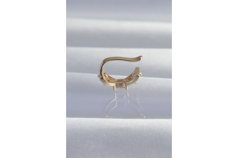 Shoecide Pirinç Gold Renk Zirkon Taş Kaplama Earcuff Küpe
