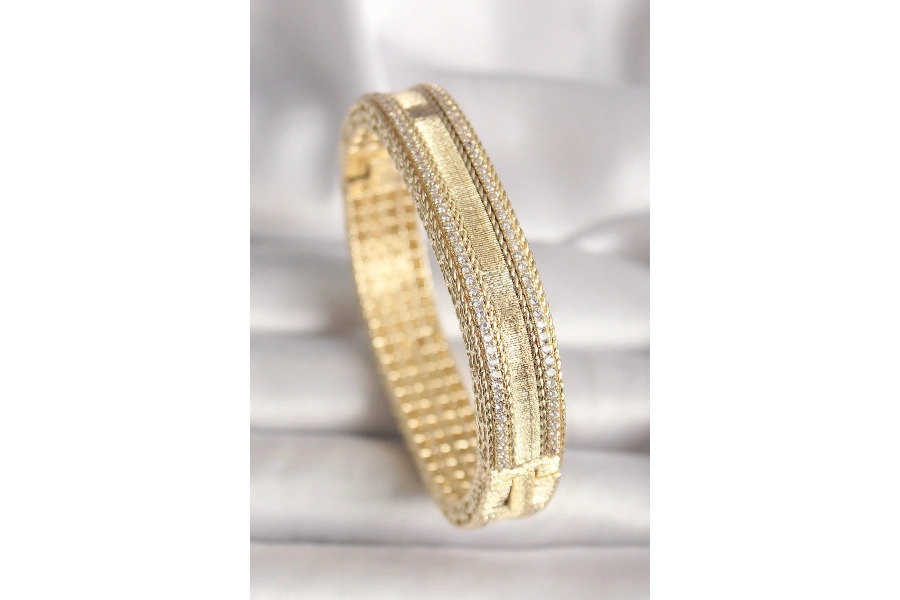 Shoecide Pirinç Gold Renk Zirkon Taşlı Bileklik