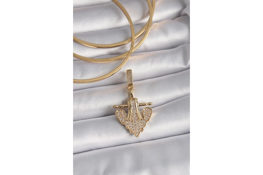 Shoecide Pirinç Gold Renk Zirkon Taşlı Çapa Model Ajda Charm
