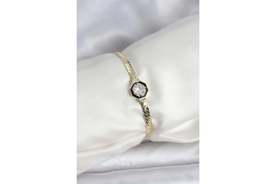 Shoecide Pirinç Gold Renk Zirkon Taşlı Kadın Bileklik