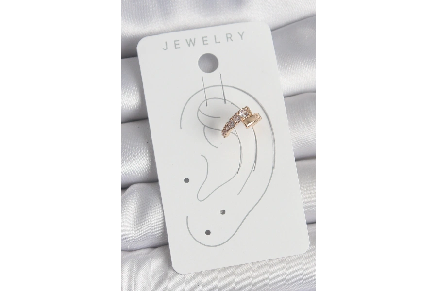 Shoecide Pirinç Gold Renk Zirkon Taşlı Kadın Kıkırdak Küpe