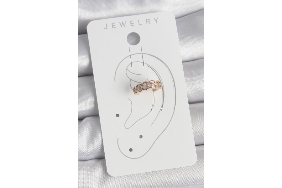 Shoecide Pirinç Gold Renk Zirkon Taşlı Kadın Kıkırdak Küpe