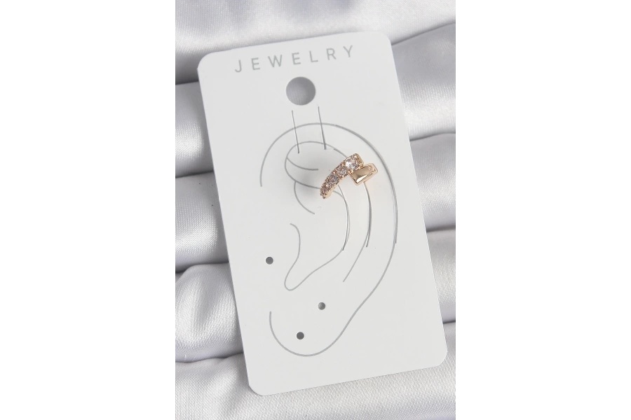 Shoecide Pirinç Gold Renk Zirkon Taşlı Kadın Kıkırdak Küpe