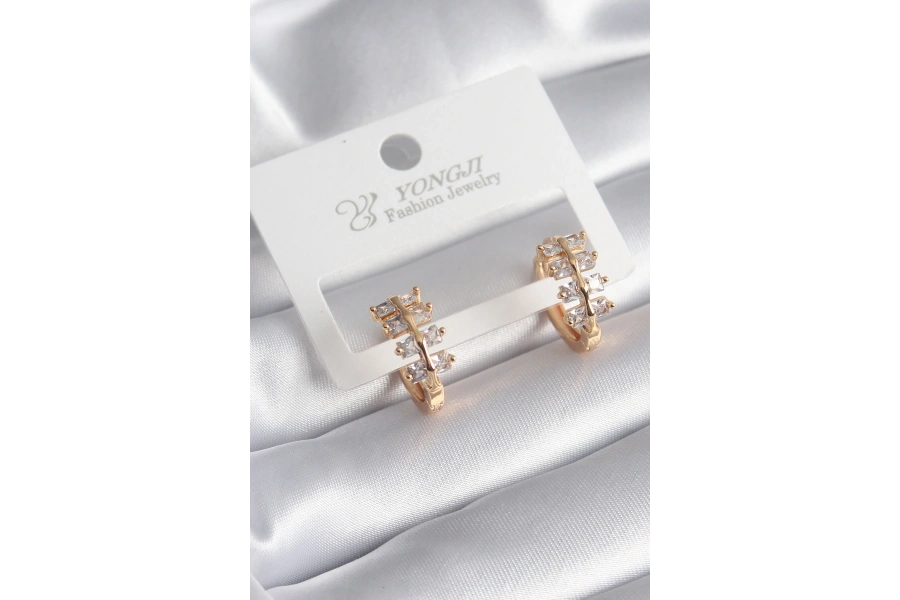 Shoecide Pirinç Gold Renk Zirkon Taşlı Kadın Küpe