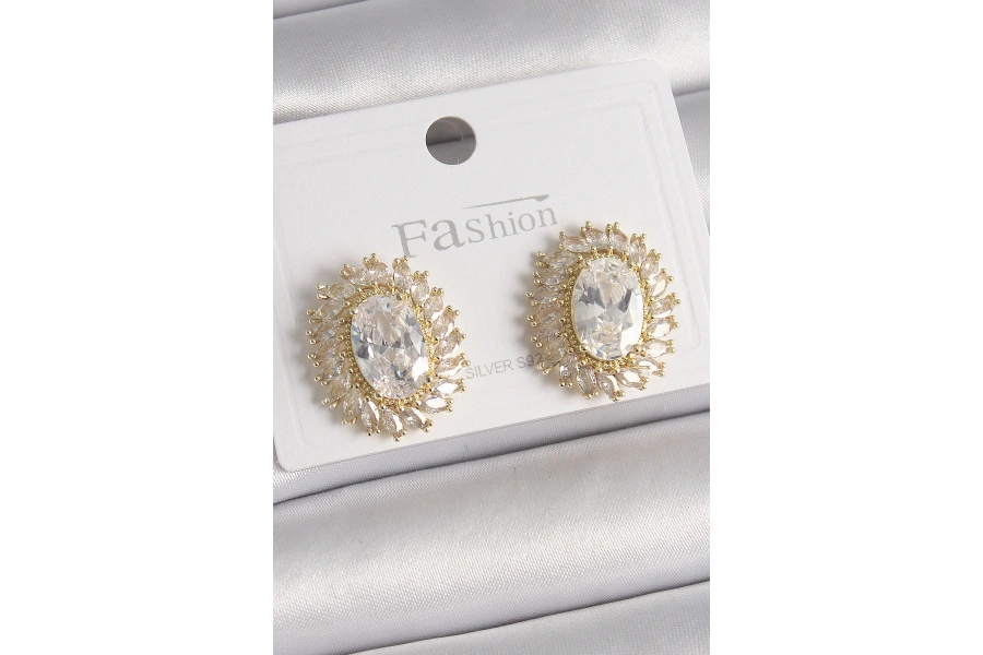 Shoecide Pirinç Gold Renk Zirkon Taşlı Kadın Küpe