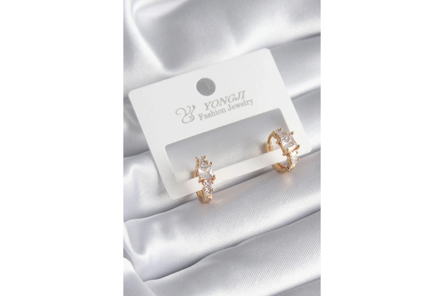 Shoecide Pirinç Gold Renk Zirkon Taşlı Kadın Küpe