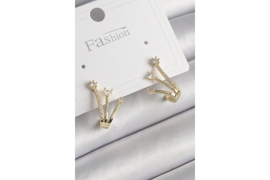 Shoecide Pirinç Gold Renk Zirkon Taşlı Kadın Küpe