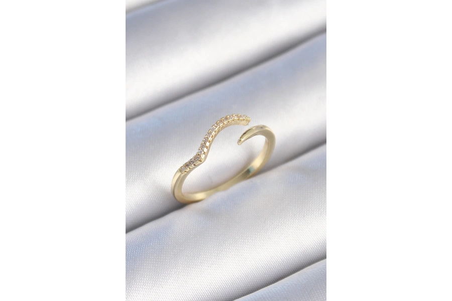 Shoecide Pirinç Gold Renk Zirkon Taşlı Kadın Yüzük