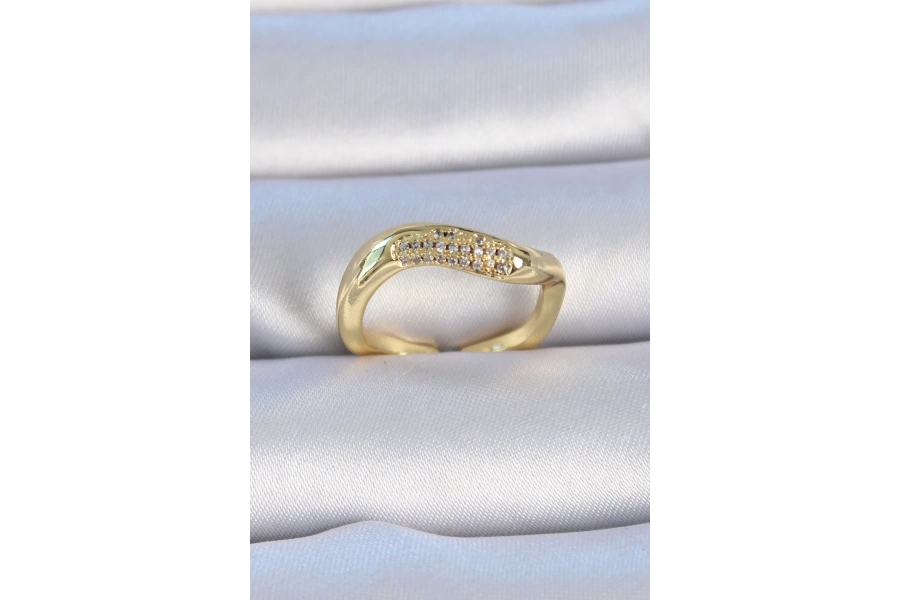 Shoecide Pirinç Gold Renk Zirkon Taşlı Kadın Yüzük