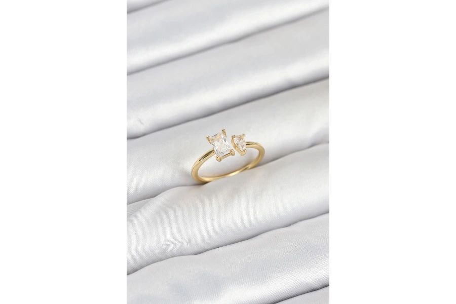 Shoecide Pirinç Gold Renk Zirkon Taşlı Kadın Yüzük