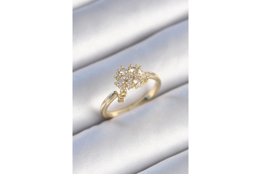 Shoecide Pirinç Gold Renk Zirkon Taşlı Kadın Yüzük