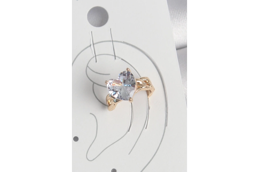 Shoecide Pirinç Gold Renk Zirkon Taşlı Kalp Model Kadın Kıkırdak Küpe
