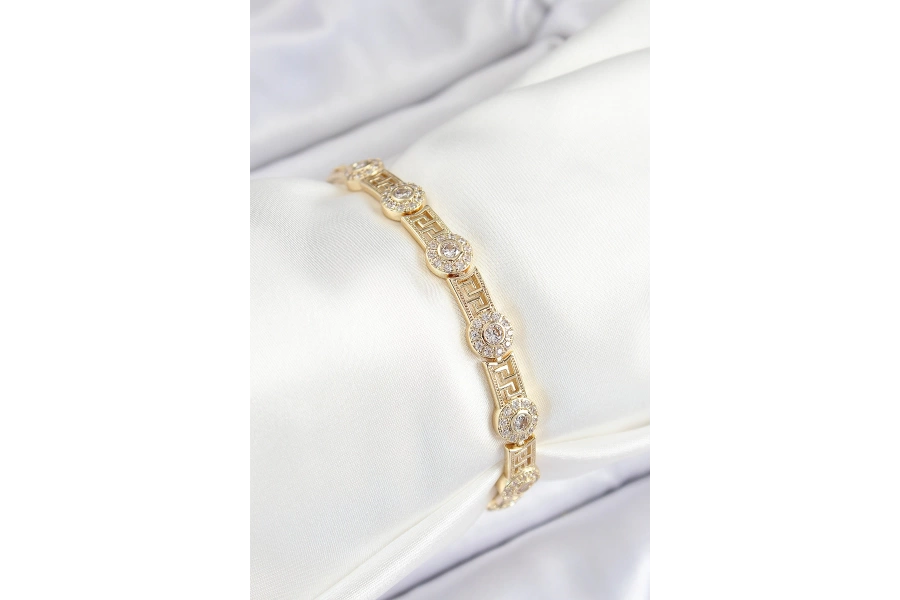 Shoecide Pirinç Greg Model Zirkon Taşlı Gold Renk Vip Seri Kadın Bileklik