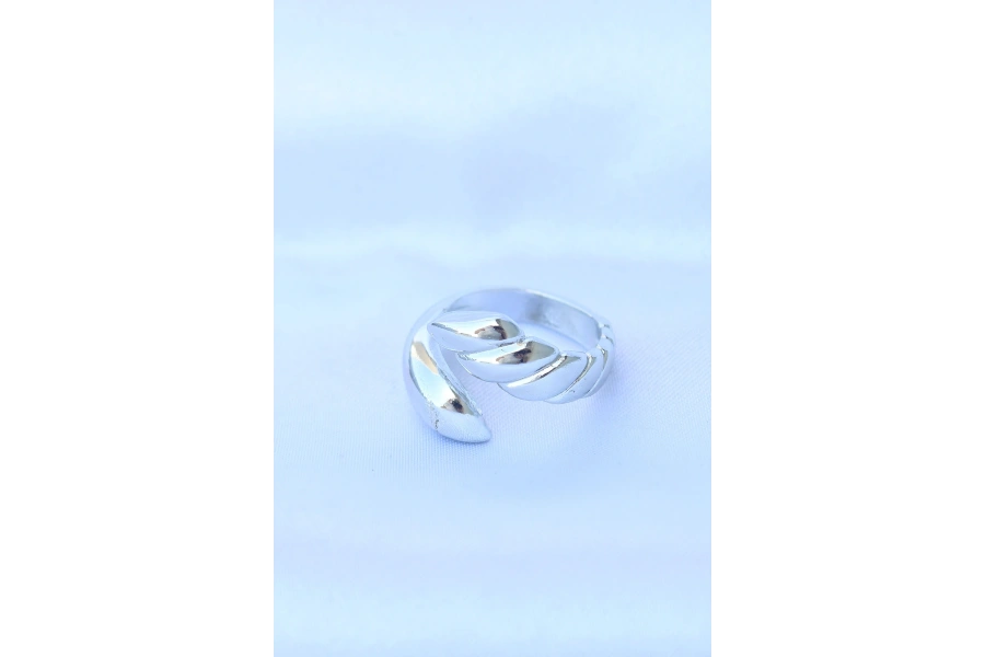 Shoecide Pirinç Gümüş Renk Ayarlanabilir Sarmal Yüzük