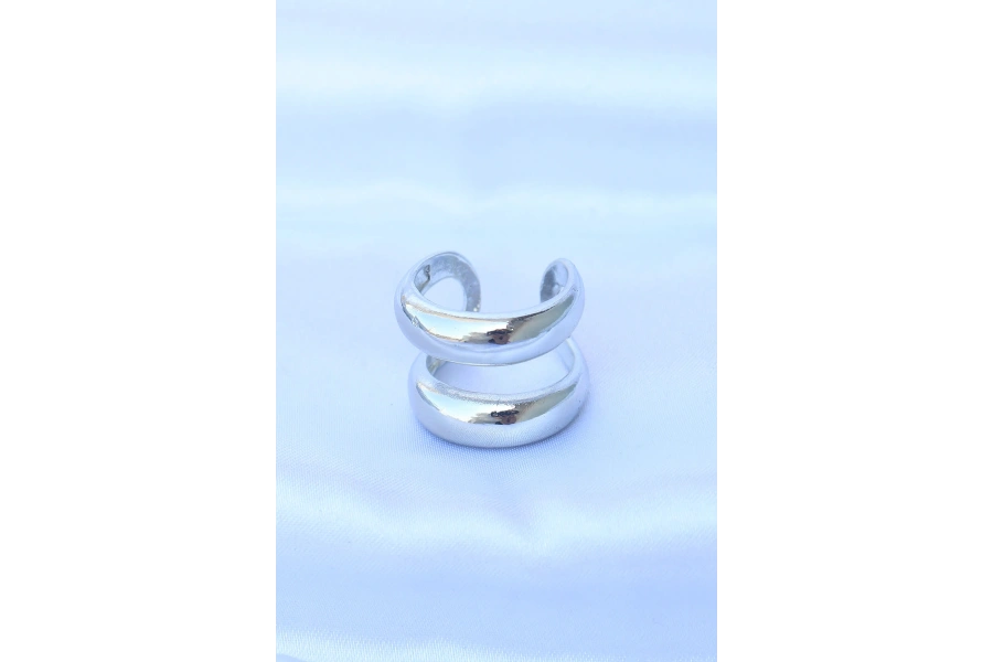 Shoecide Pirinç Gümüş Renk Ayarlanabilir Şerit Yüzük