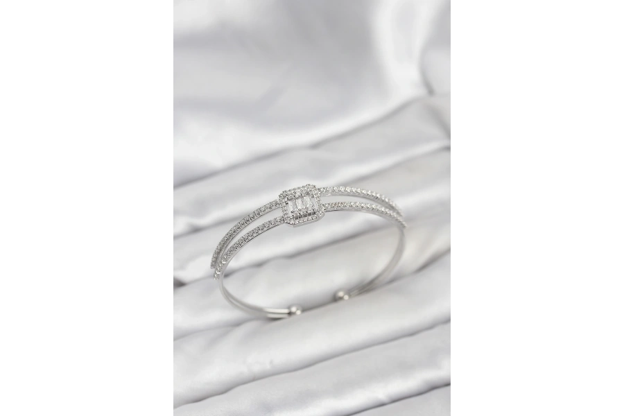 Shoecide Pirinç Gümüş Renk Baget Model Kadın Bileklik