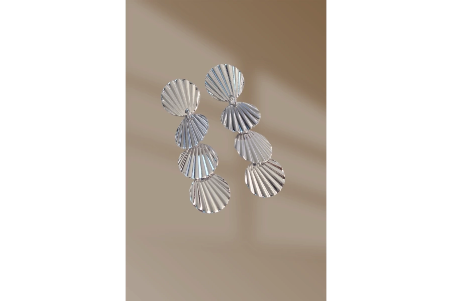 Shoecide Pirinç Gümüş Renk Deniz Kabuğu Model Sallantılı Küpe