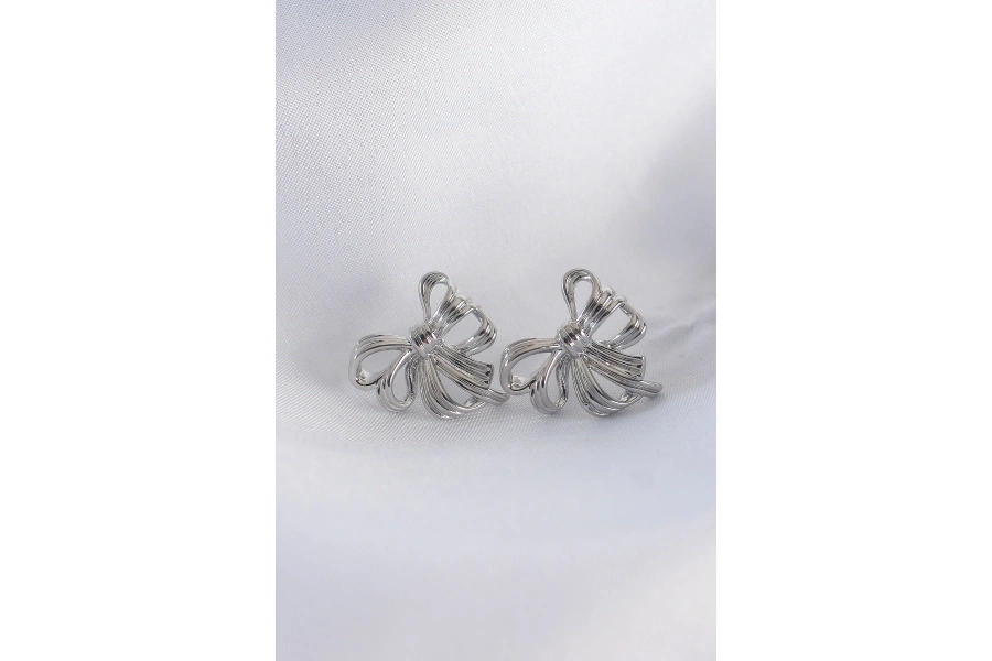 Shoecide Pirinç Gümüş Renk Fiyonk Küpe