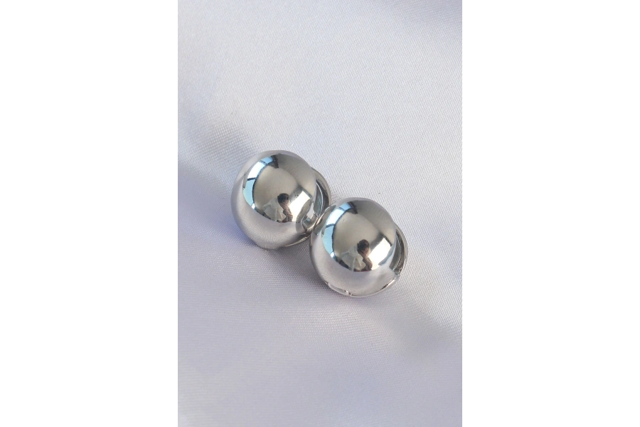 Shoecide Pirinç Gümüş Renk İçi Boş Minimal Topçuk Küpe