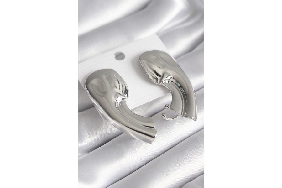 Shoecide Pirinç Gümüş Renk İşlemeli Kadın Küpe