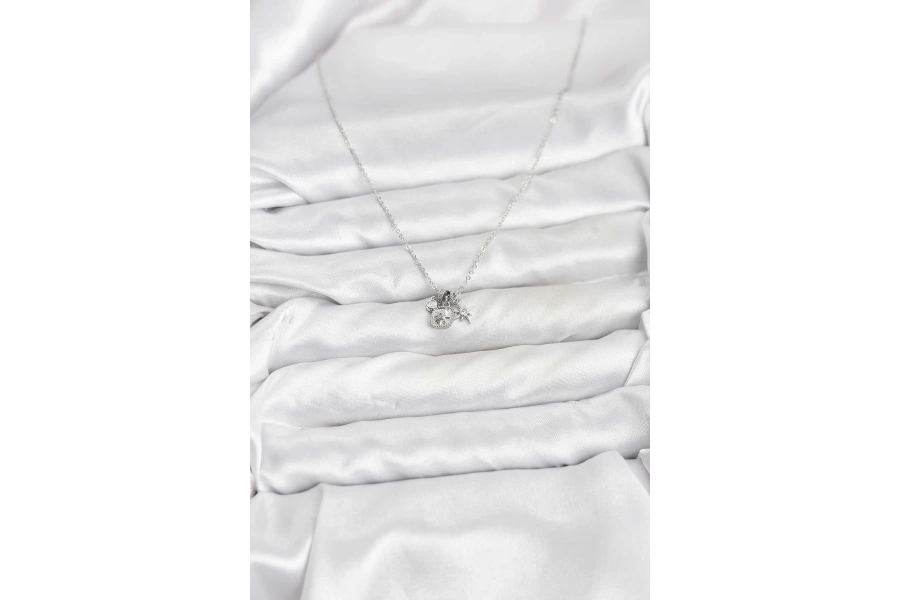 Shoecide Pirinç Gümüş Renk Minimal Charmlı Kadın Kolye