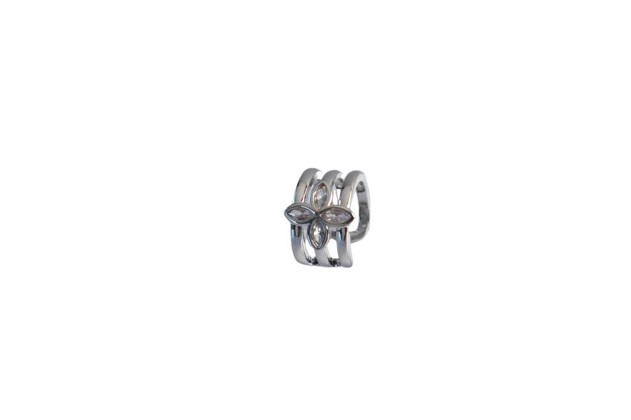 Shoecide Pirinç Gümüş Renk Yonca Earcuff Küpe