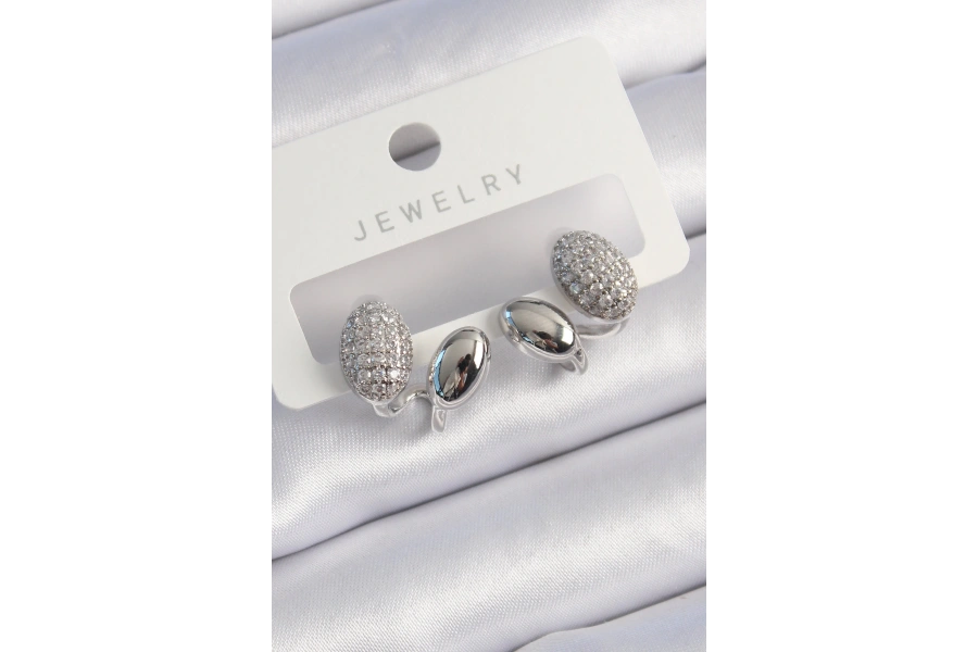 Shoecide Pirinç Gümüş Renk Zirkon Taşlı Kadın Küpe