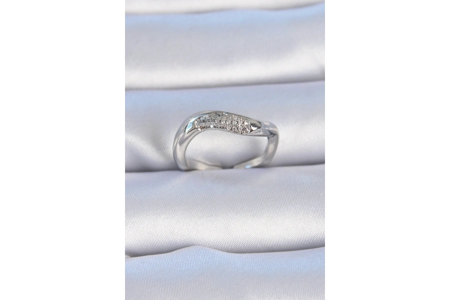 Shoecide Pirinç Gümüş Renk Zirkon Taşlı Kadın Yüzük