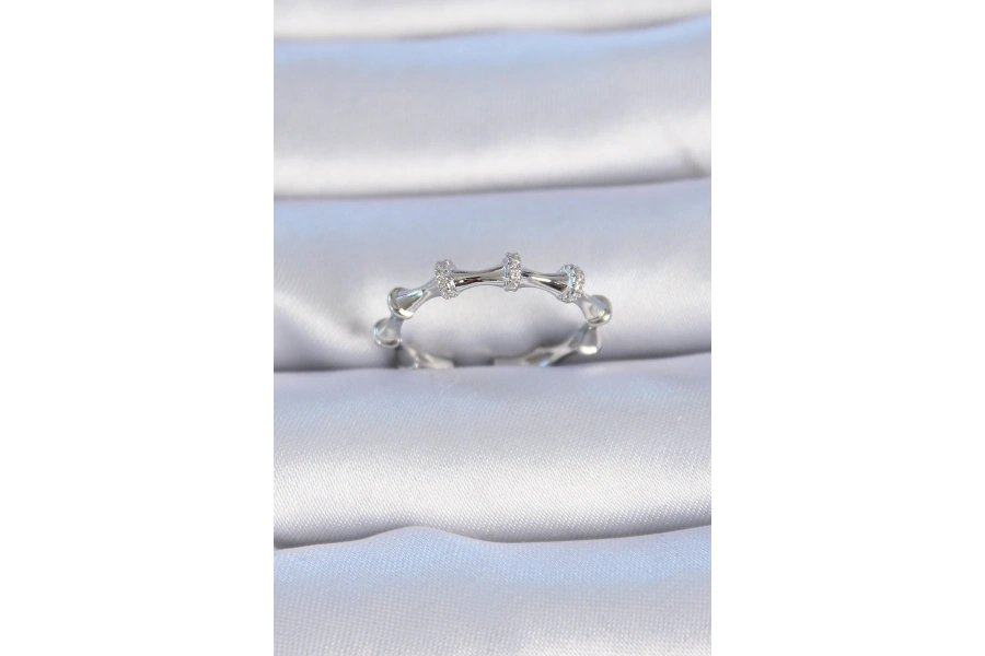 Shoecide Pirinç Gümüş Renk Zirkon Taşlı Kadın Yüzük