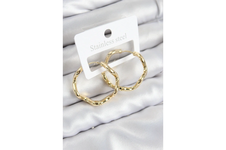 Shoecide Pirinç Halka Model Gold Renk Kadın Küpe