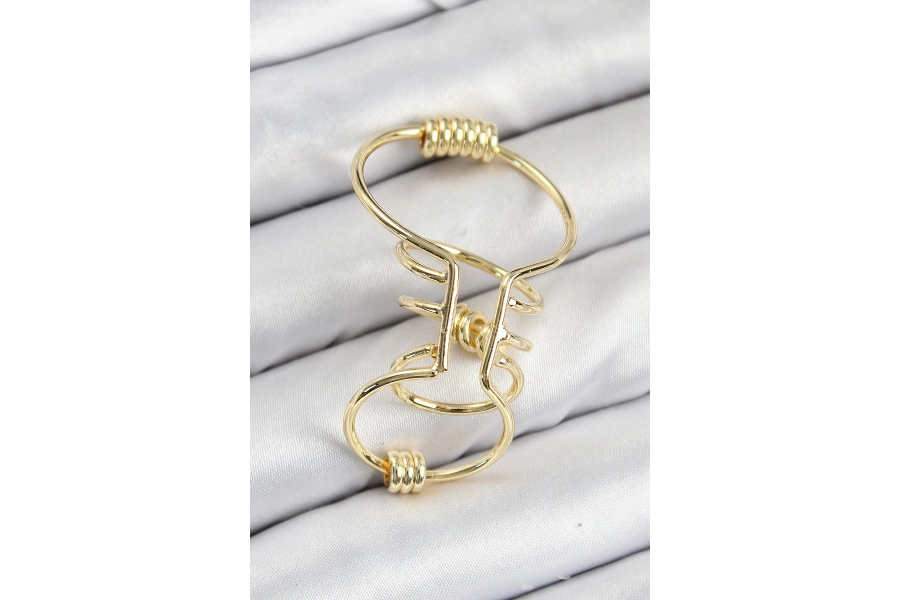 Shoecide Pirinç Halkalı Model Gold Renk Kıkırdak Küpe