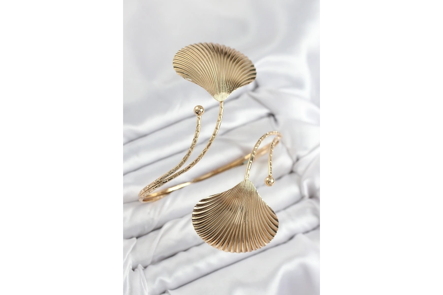 Shoecide Pirinç İstiridye Model Gold Renk Kadın Pazu Bileklik