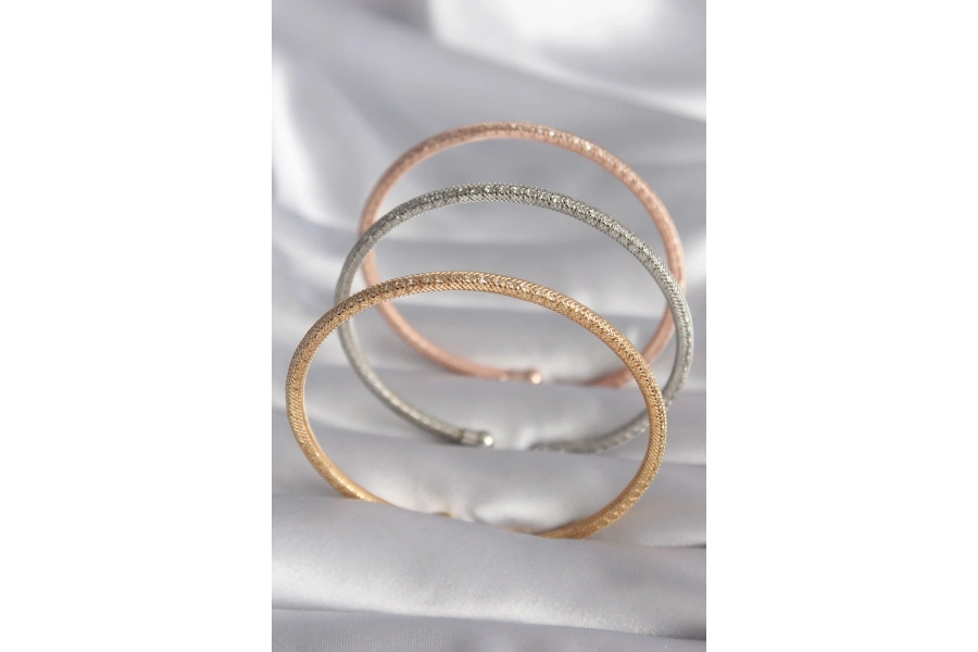 Shoecide Pirinç Mix Renk Hasır Model Zirkon Taş Detay Kadın Bileklik Seti