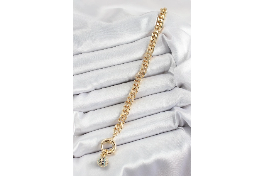 Shoecide Pirinç Nazar Model Zirkon Taşlı Gold Renk Vip Seri Kadın Bileklik